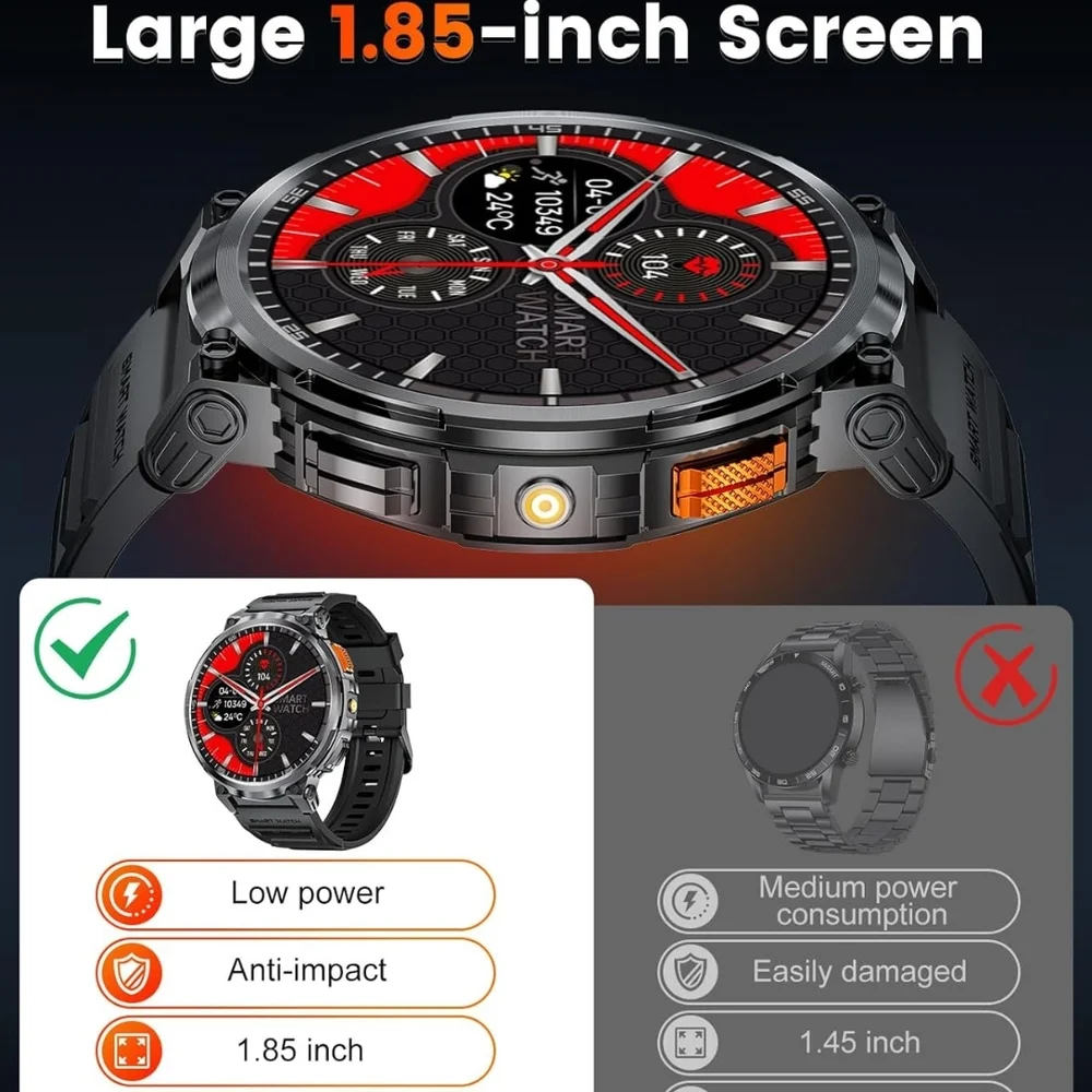 Rugged Military Standard Smartwatch - Black - Picture 6 of 13